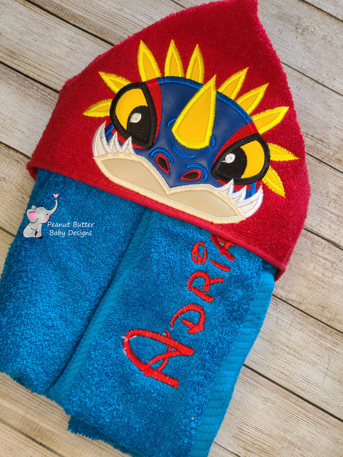 Dragon Friends - Blue Dragon Hooded Towel