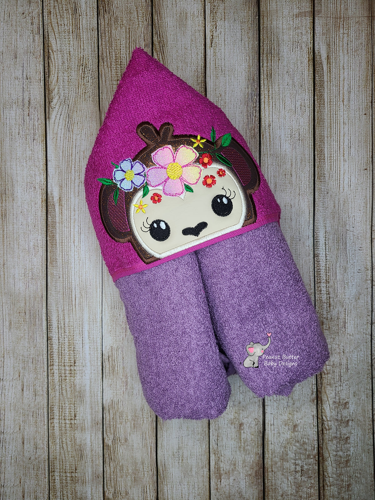 Floral Monkey Hooded Towel