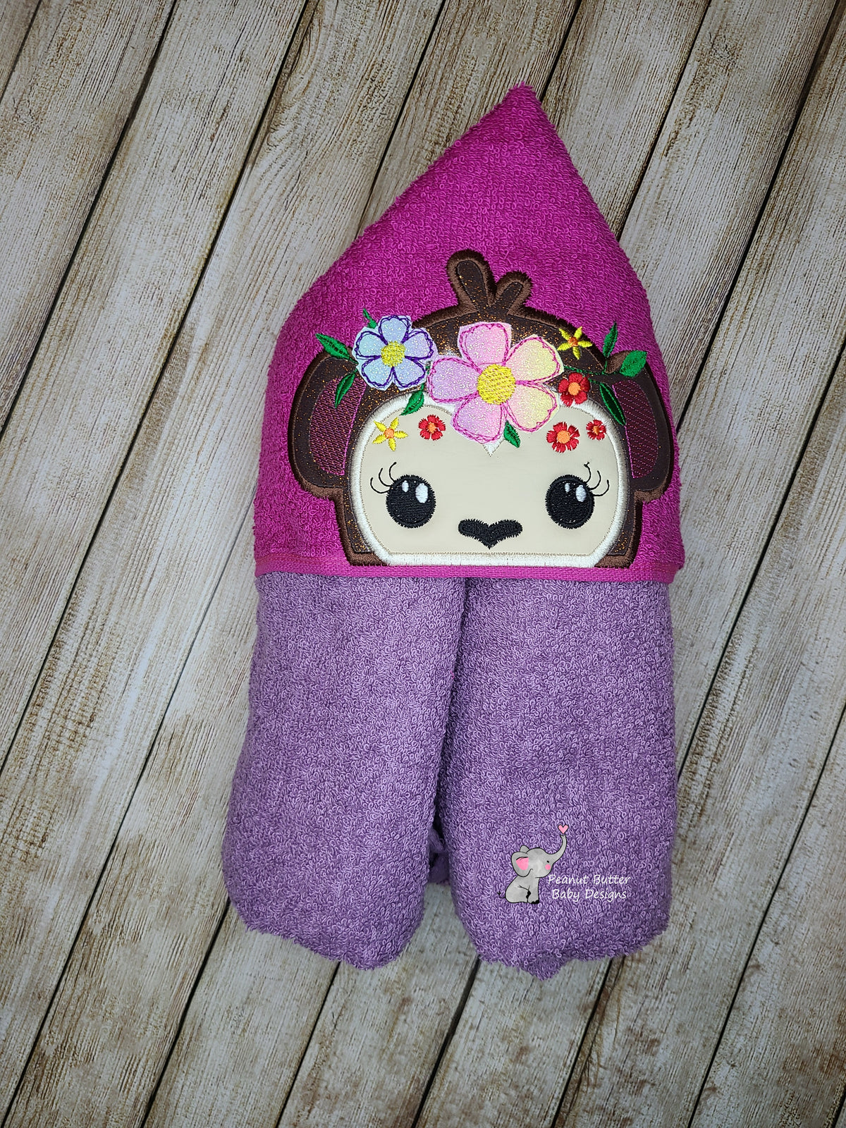 Floral Monkey Hooded Towel
