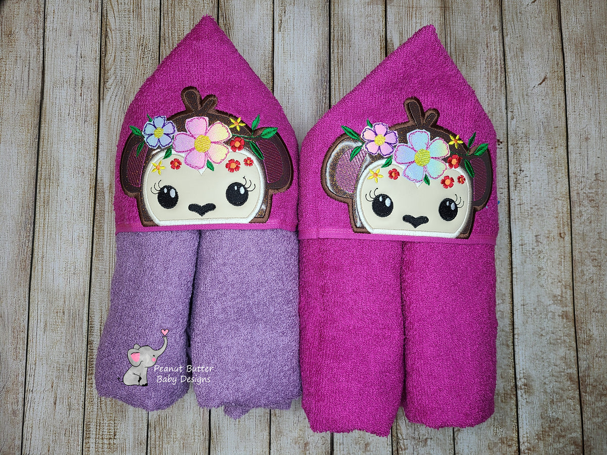 Floral Monkey Hooded Towel