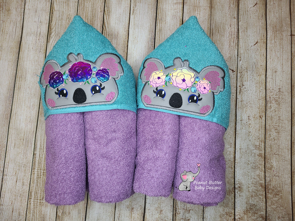Floral Koala Hooded Towel