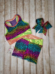 Rainbow Cheetah, Mesh Back Athleticwear