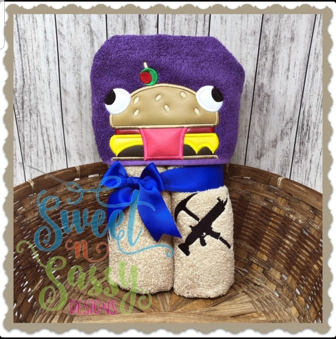Fortnite Friends- Hamburger Hooded Towel