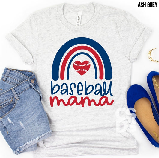 Baseball Mama| Rainbow/Heart | Adult | Screen Print
