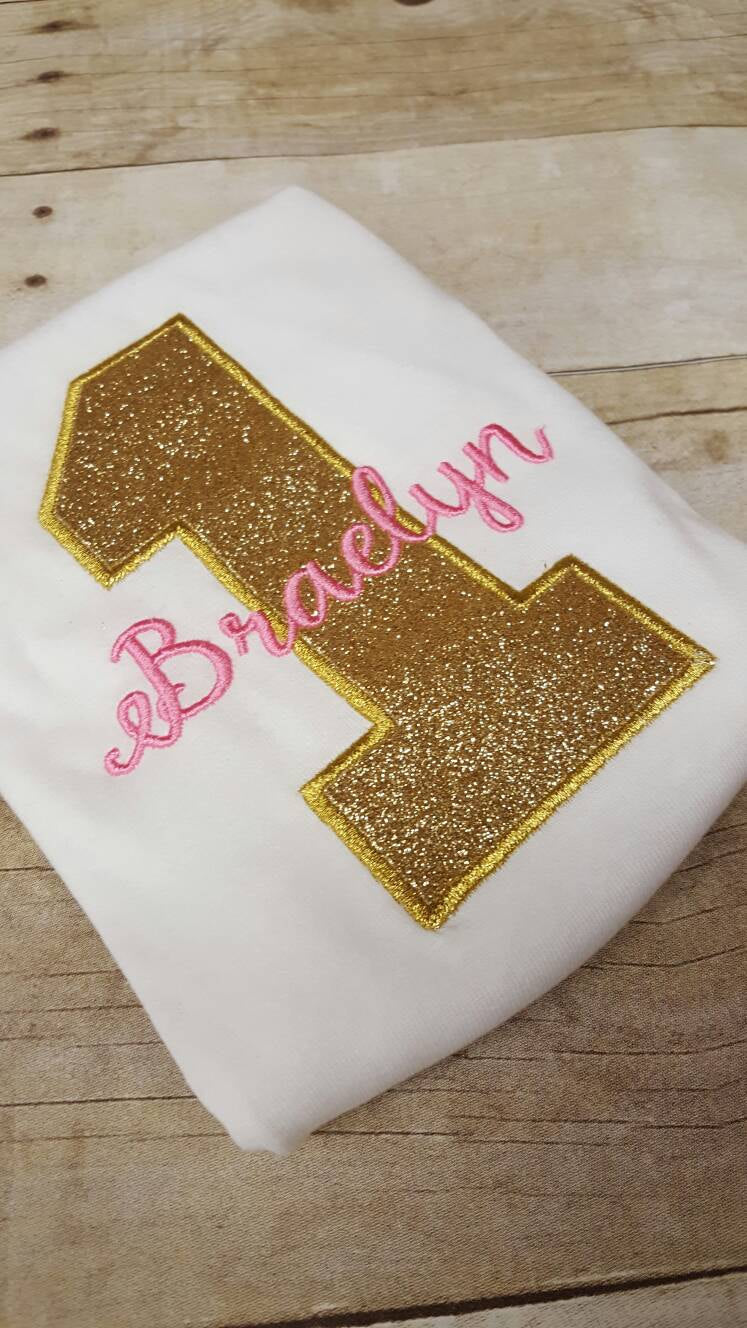 Custom Gold/Pink Birthday Shirt