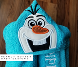 Ice Friendly Snowman Hooded Towel