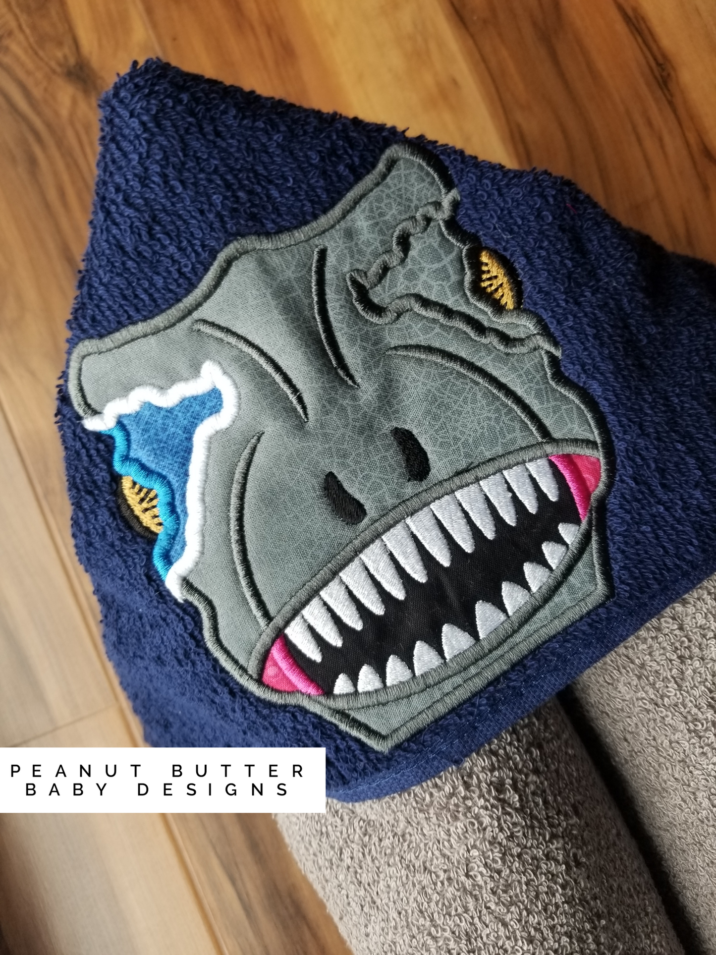 Blue Dinosaur Hooded Towel