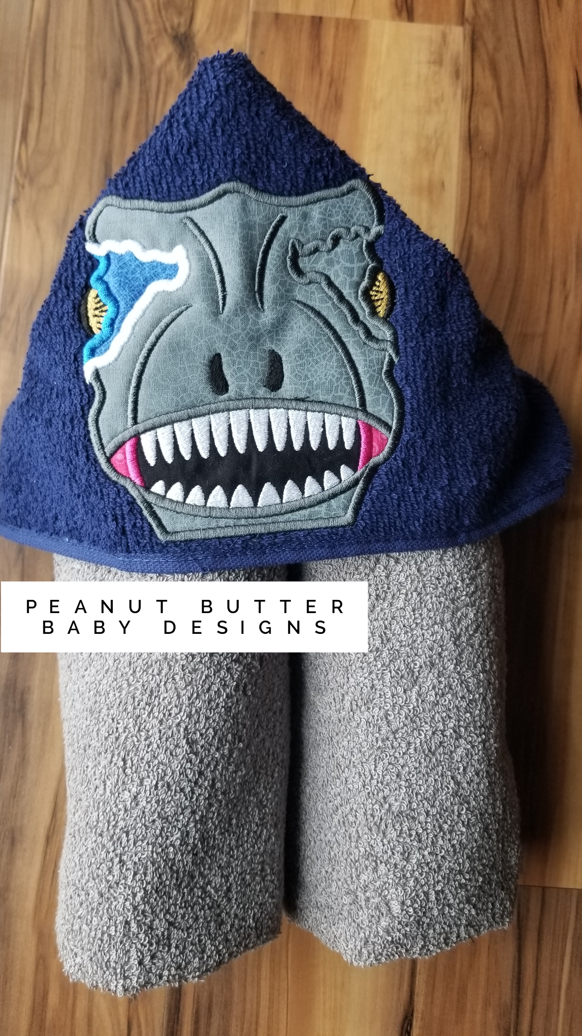 Blue Dinosaur Hooded Towel